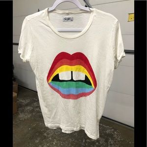 🥈Lauren Moshi Beverly Hills Rainbow Lips Shirt XS